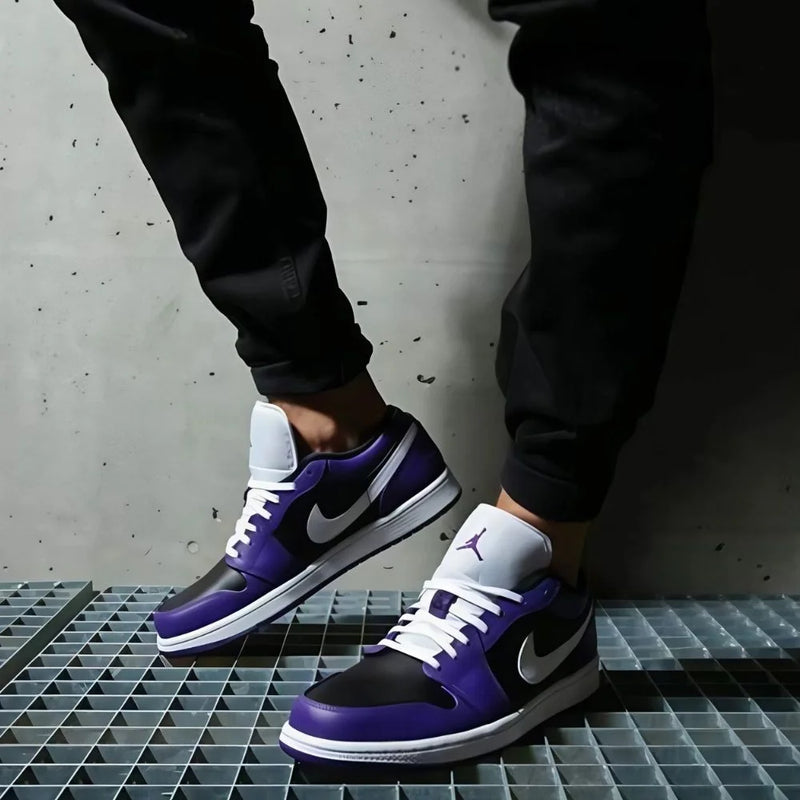 Air Jordan 1 Low Black Purple Leather