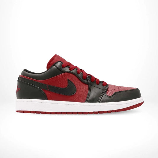 Air Jordan 1 Low Black/Gym Red Leather Sneakers