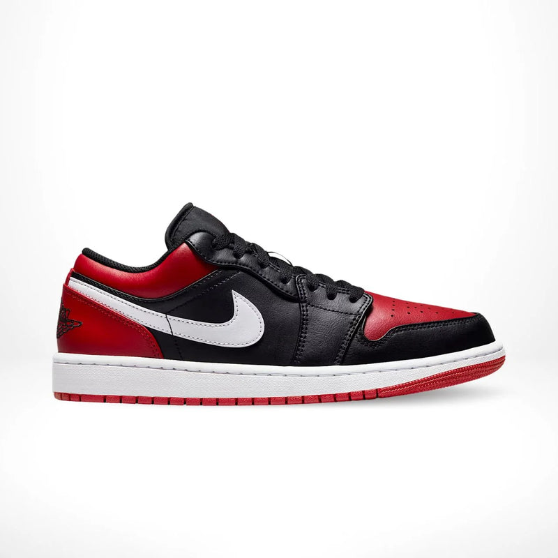 Air Jordan 1 Low Black & Red Leather Sneakers