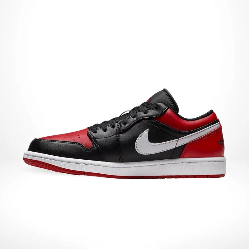 Air Jordan 1 Low Black & Red Leather Sneakers
